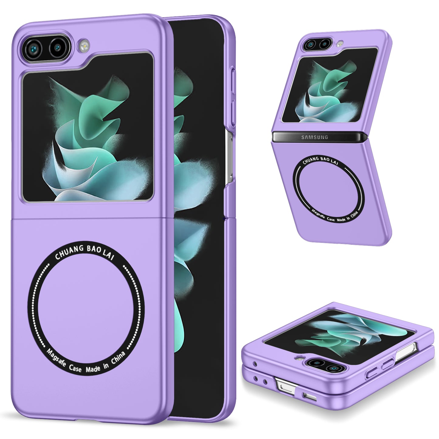 Uniqkart for Samsung Galaxy Z Flip5 5G Magnetic Phone Case Compatible with MagSafe Hard PC Back Cover - Purple
