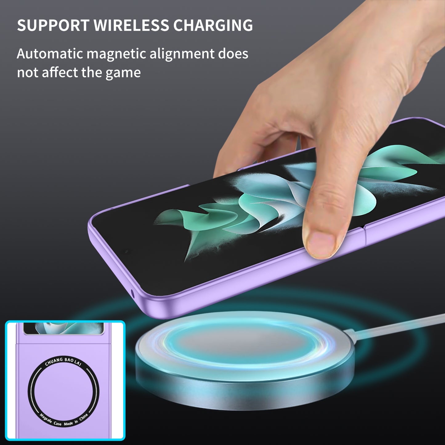 Uniqkart for Samsung Galaxy Z Flip5 5G Magnetic Phone Case Compatible with MagSafe Hard PC Back Cover - Purple