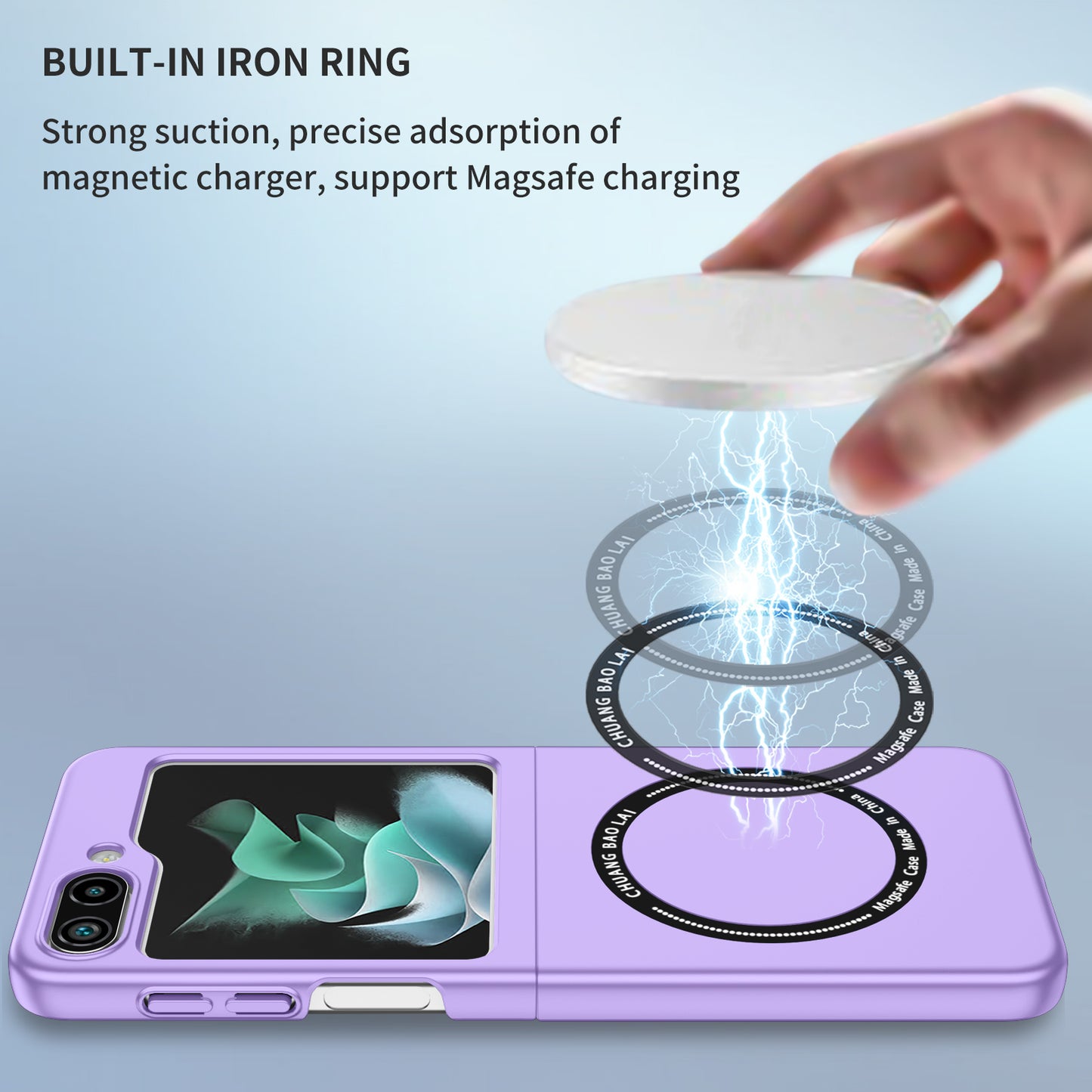 Uniqkart for Samsung Galaxy Z Flip5 5G Magnetic Phone Case Compatible with MagSafe Hard PC Back Cover - Purple
