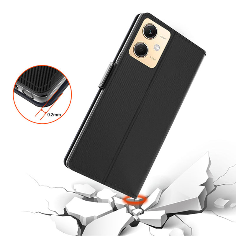 Uniqkart for Xiaomi Redmi Note 12R Pro 5G Slim-Fit Mirror Design Cell Phone Cover Card Holder Leather Stand Case - Black