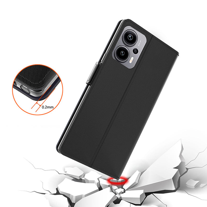 for Xiaomi Redmi Note 12T Pro 5G / Note 11T Pro 5G / Note 11T Pro+ 5G / K50i 5G / Poco X4 GT 5G Leather Phone Case Mirror Card Holder Stand Cover - Black