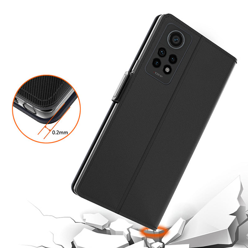 Uniqkart for Xiaomi Redmi Note 12 Pro 4G / Redmi Note 11 Pro 4G (MediaTek) / 5G (Qualcomm) PU Leather Stand Case with Mirror Design Card Holder - Black