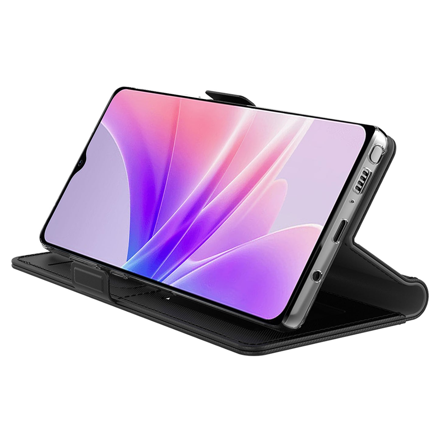 Uniqkart for Oppo Find X6 Pro Mobile Phone Case Mirror Design Card Holder Phone Stand Leather Cover - Rose Gold