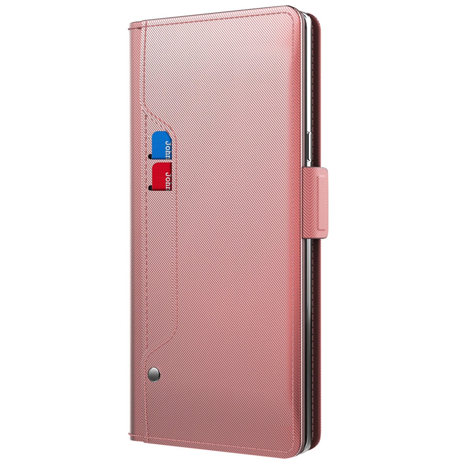 TPU + PU Leather Stand Case for vivo S17e 5G , Mirror Design Card Holder Cell Phone Cover - Rose Gold