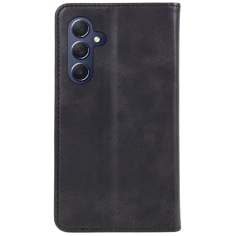 Uniqkart for Samsung Galaxy A25 5G Wallet Calf Texture Phone Case Shockproof PU Leather Shell Flip Stand Cover - Black