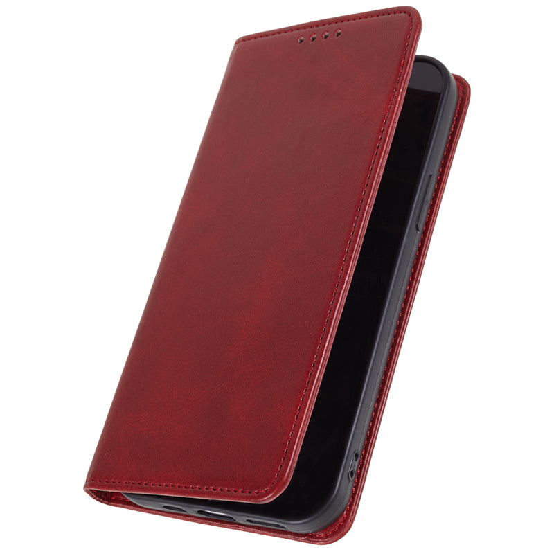 Uniqkart for Samsung Galaxy A25 5G Wallet Calf Texture Phone Case Shockproof PU Leather Shell Flip Stand Cover - Red