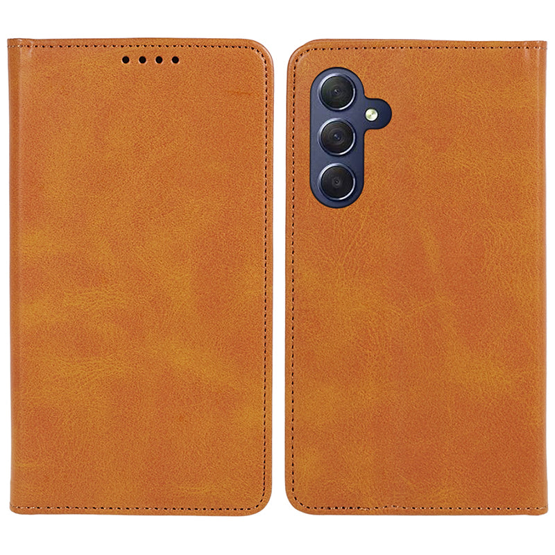 Uniqkart for Samsung Galaxy A25 5G Wallet Calf Texture Phone Case Shockproof PU Leather Shell Flip Stand Cover - Khaki