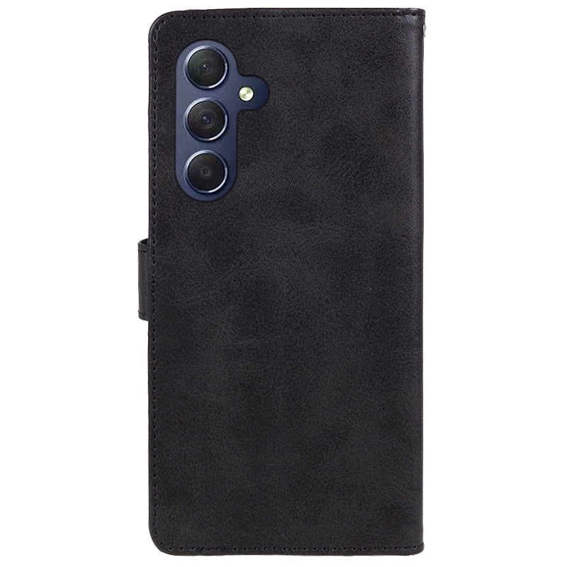 Uniqkart for Samsung Galaxy A25 5G Anti-Scratch Flip Stand PU Leather Cover Wallet Calf Texture Phone Case - Black