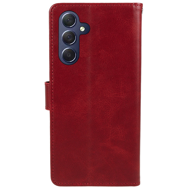 Uniqkart for Samsung Galaxy A25 5G Anti-Scratch Flip Stand PU Leather Cover Wallet Calf Texture Phone Case - Red