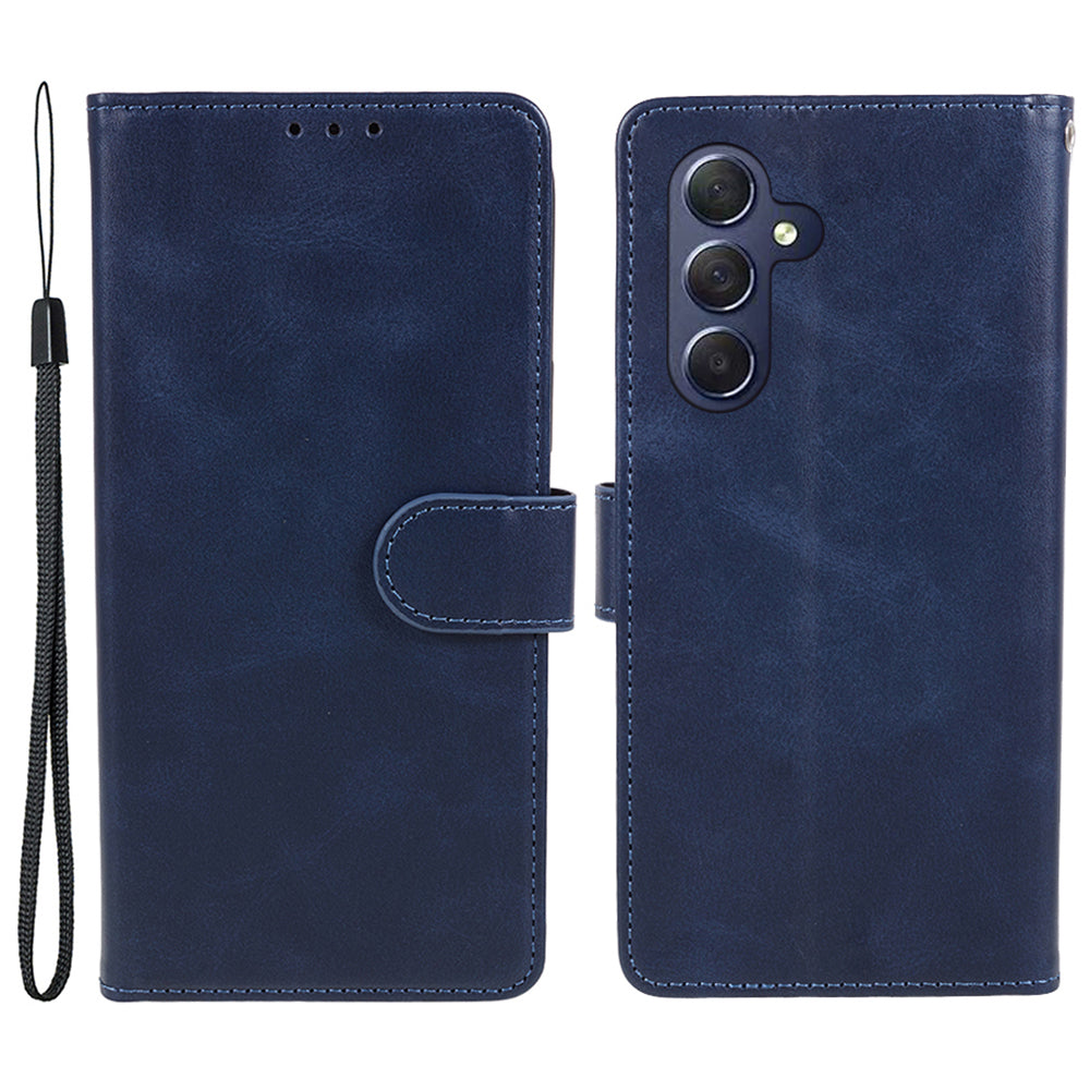 Uniqkart for Samsung Galaxy A25 5G Anti-Scratch Flip Stand PU Leather Cover Wallet Calf Texture Phone Case - Blue