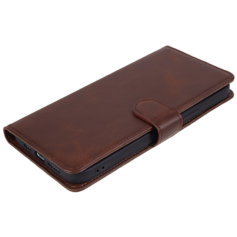 Uniqkart for Samsung Galaxy A25 5G Anti-Scratch Flip Stand PU Leather Cover Wallet Calf Texture Phone Case - Brown