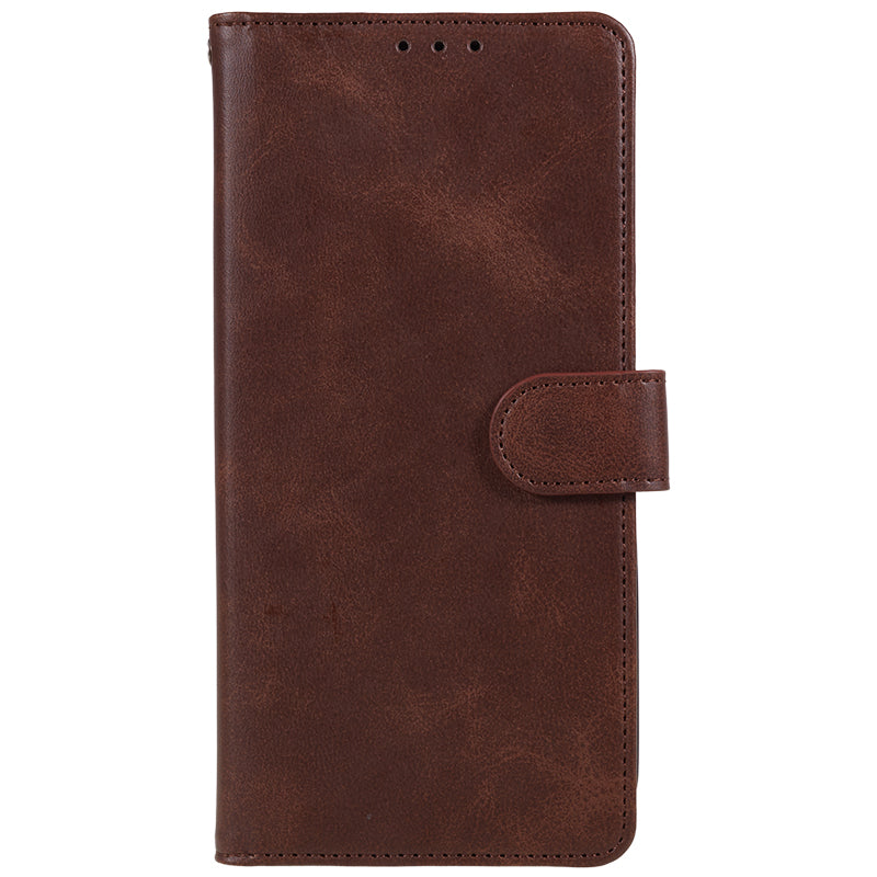 Uniqkart for Samsung Galaxy A25 5G Anti-Scratch Flip Stand PU Leather Cover Wallet Calf Texture Phone Case - Brown
