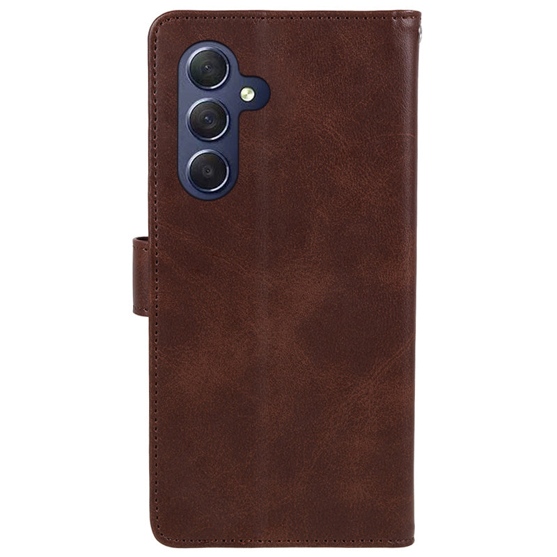 Uniqkart for Samsung Galaxy A25 5G Anti-Scratch Flip Stand PU Leather Cover Wallet Calf Texture Phone Case - Brown
