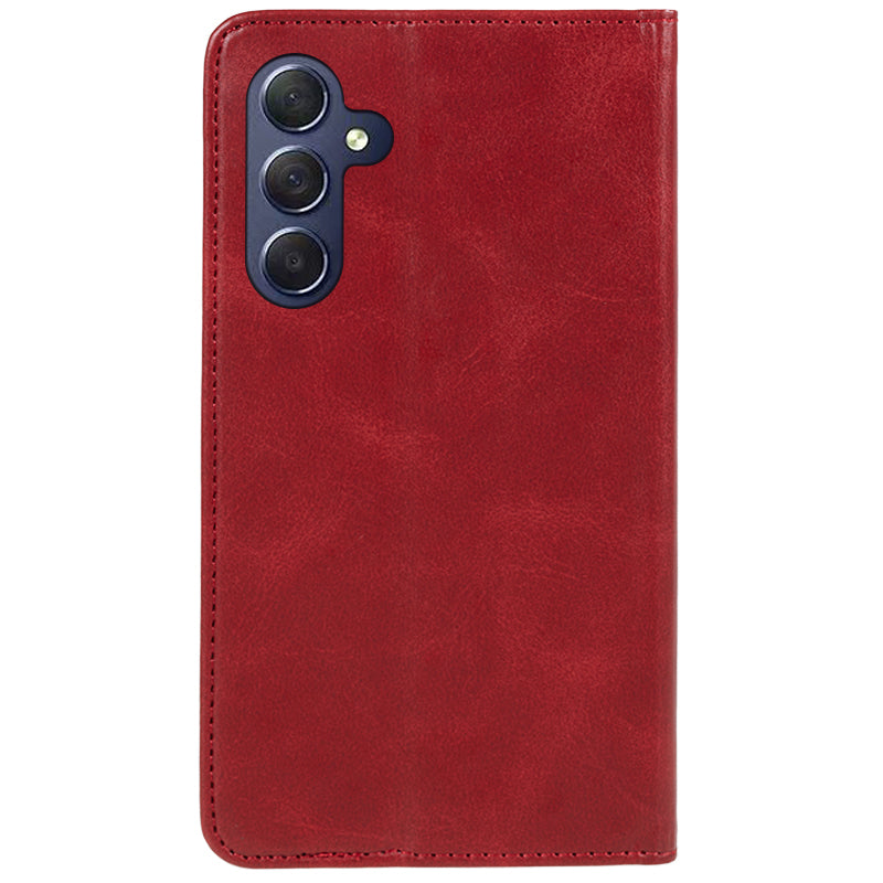 Uniqkart for Samsung Galaxy S23 FE Shockproof PU Leather Cover Flip Stand Wallet Calf Texture Phone Case - Red