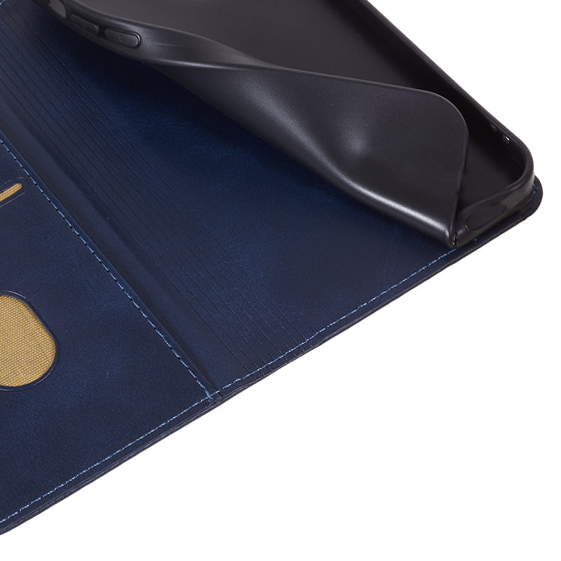 Uniqkart for Samsung Galaxy S23 FE Shockproof PU Leather Cover Flip Stand Wallet Calf Texture Phone Case - Blue