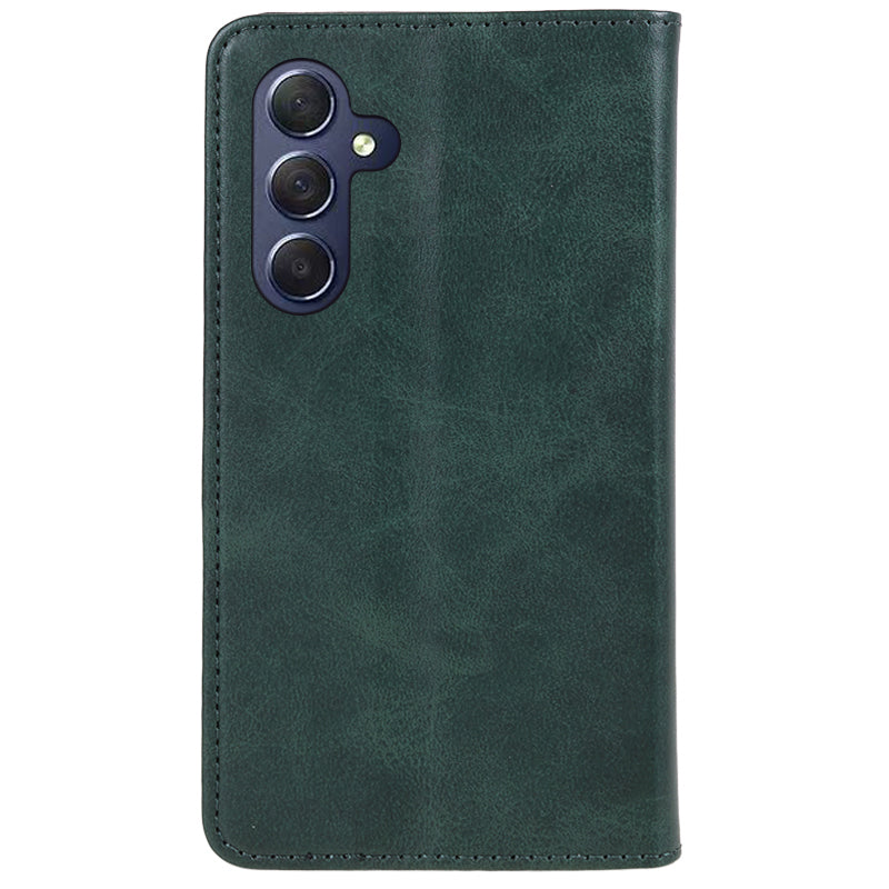 Uniqkart for Samsung Galaxy S23 FE Shockproof PU Leather Cover Flip Stand Wallet Calf Texture Phone Case - Green