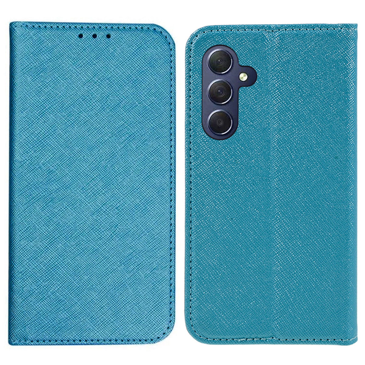 Uniqkart for Samsung Galaxy S23 FE Cross Texture Phone Cover Shell  PU Leather Flip Stand Wallet Phone Case - Sky Blue