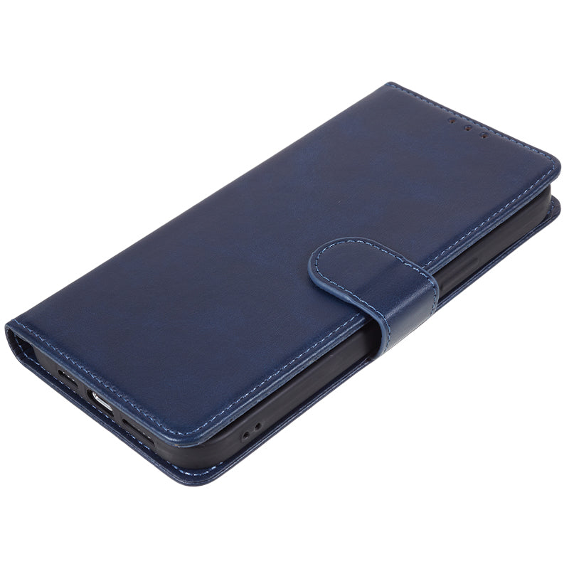 Uniqkart for Samsung Galaxy S23 FE Flip Stand PU Leather Cover Wallet Calf Texture Anti-Scratch Phone Case - Blue