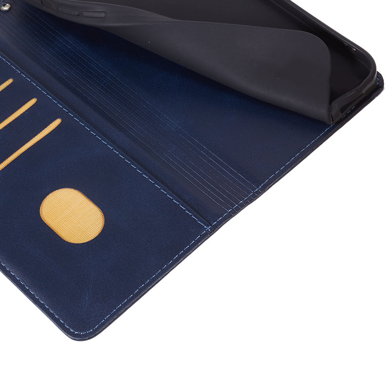 Uniqkart for Samsung Galaxy S23 FE Flip Stand PU Leather Cover Wallet Calf Texture Anti-Scratch Phone Case - Blue