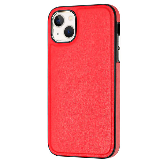 YB Leather Coating Series-6 For iPhone 15 Anti-scratch Back Cover Leather Coated TPU Mobile Phone Case - Red