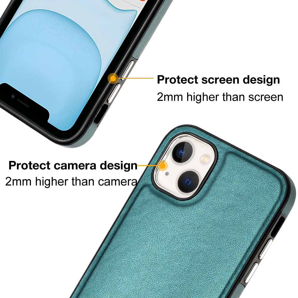 YB Leather Coating Series-6 For iPhone 15 Anti-scratch Back Cover Leather Coated TPU Mobile Phone Case - Green