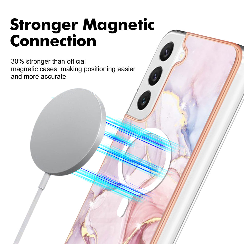 YB IMD Series-19 for Samsung Galaxy S23 Magnetic IMD Electroplated Phone Case 2.0mm TPU Anti-scratch Cover - Rose Gold
