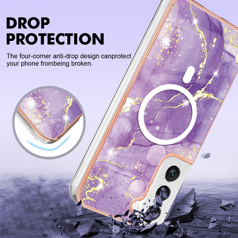 YB IMD Series-19 for Samsung Galaxy S23 Magnetic IMD Electroplated Phone Case 2.0mm TPU Anti-scratch Cover - Purple