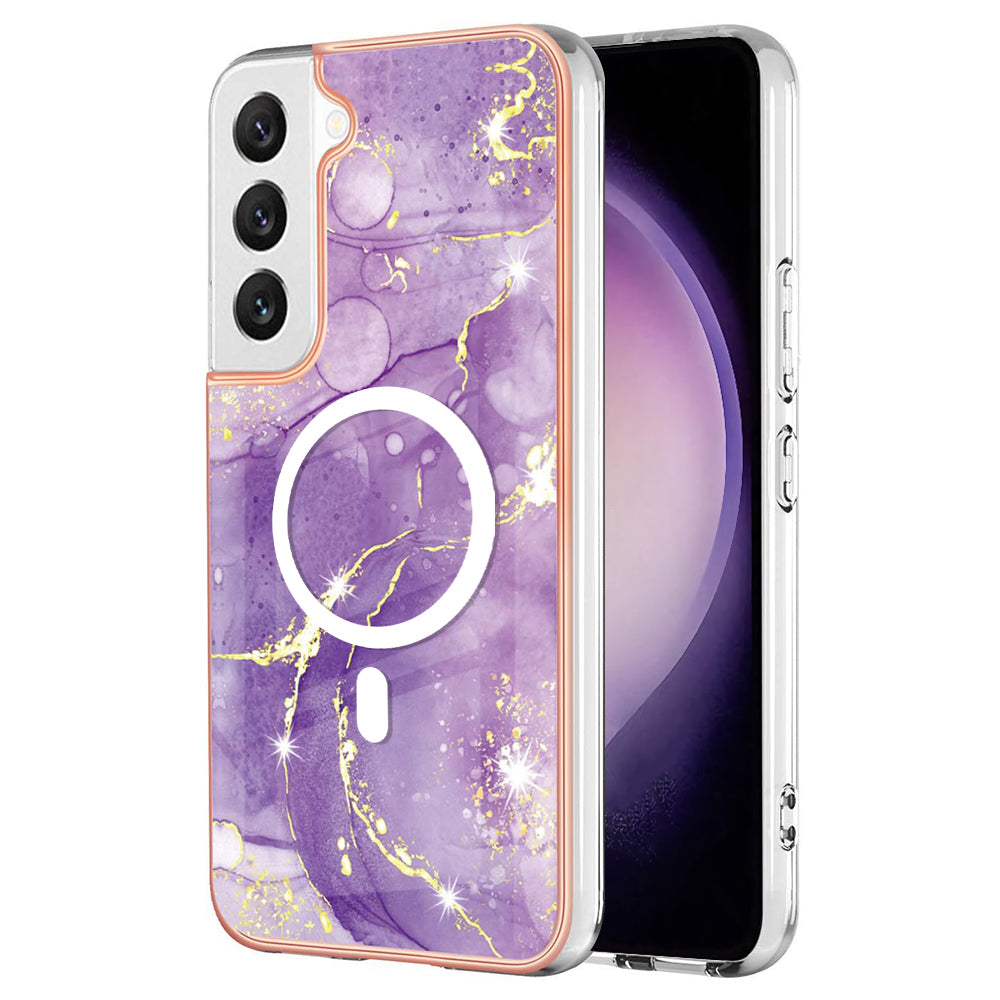 YB IMD Series-19 for Samsung Galaxy S23+ Magnetic IMD Drop-proof Case 2.0mm TPU Phone Cover - Purple