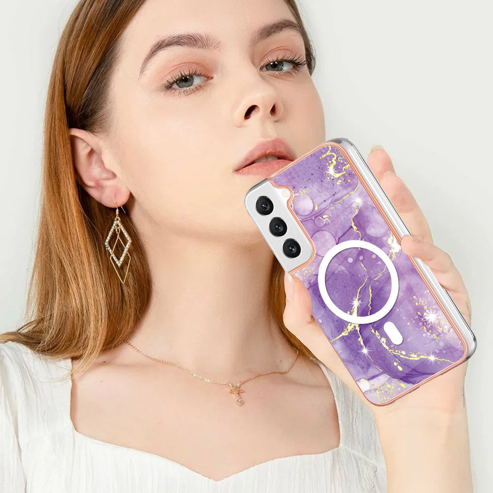 YB IMD Series-19 for Samsung Galaxy S23+ Magnetic IMD Drop-proof Case 2.0mm TPU Phone Cover - Purple