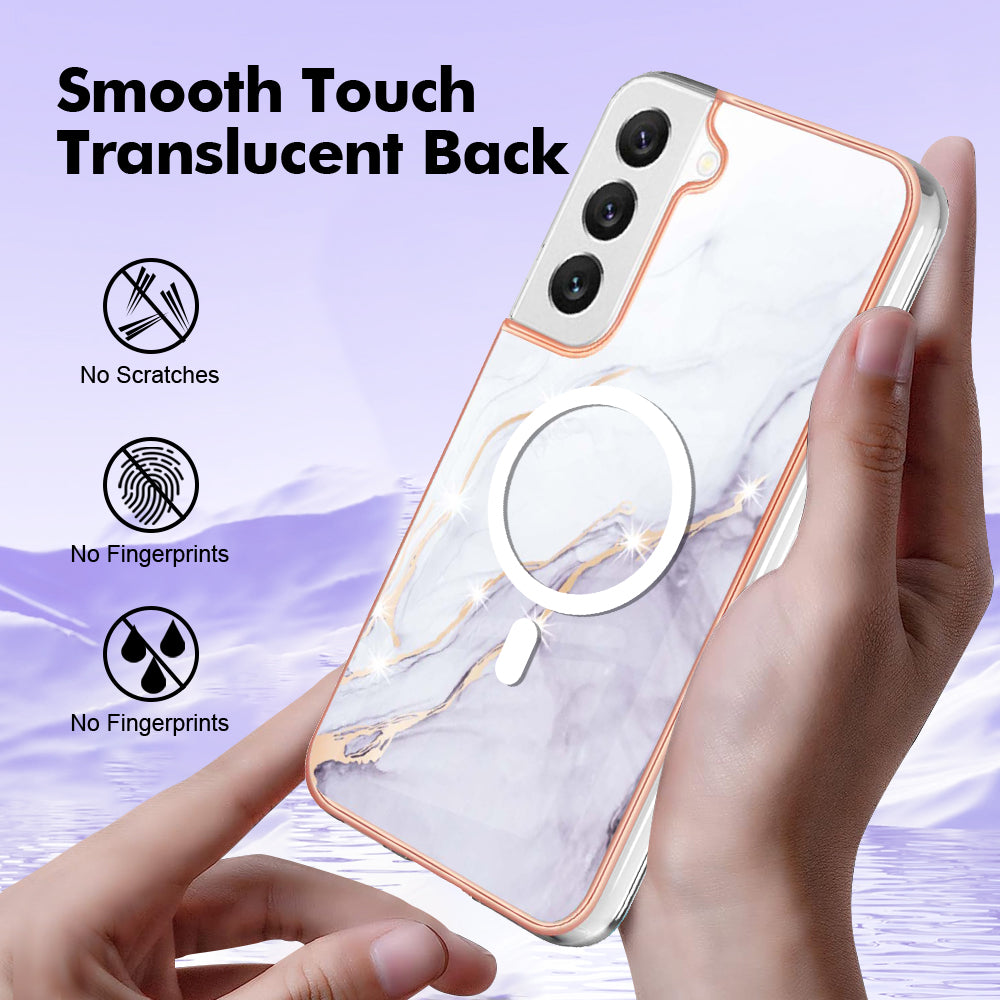 YB IMD Series-19 for Samsung Galaxy S23+ Magnetic IMD Drop-proof Case 2.0mm TPU Phone Cover - White