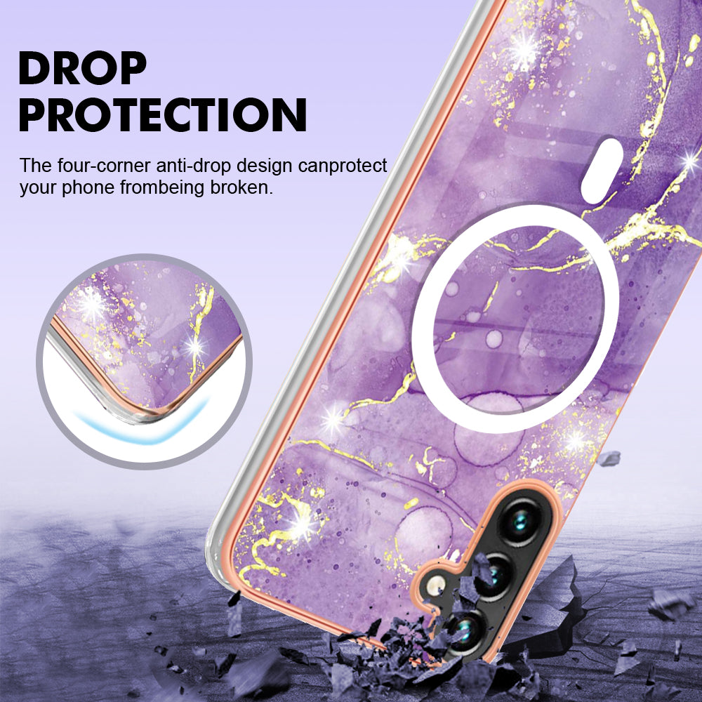 YB IMD Series-19 for Samsung Galaxy A34 5G 2.0mm TPU Electroplating Cover Magnetic IMD Pattern Phone Case - Purple