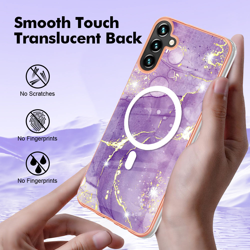 YB IMD Series-19 for Samsung Galaxy A34 5G 2.0mm TPU Electroplating Cover Magnetic IMD Pattern Phone Case - Purple
