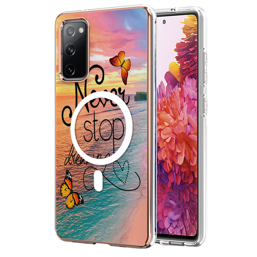 YB IMD Series-19 for Samsung Galaxy S20 FE 4G / S20 FE 5G / S20 Lite / S20 FE 2022 Magnetic IMD Case 2.0mm TPU Phone Cover - Never Stop Dreaming