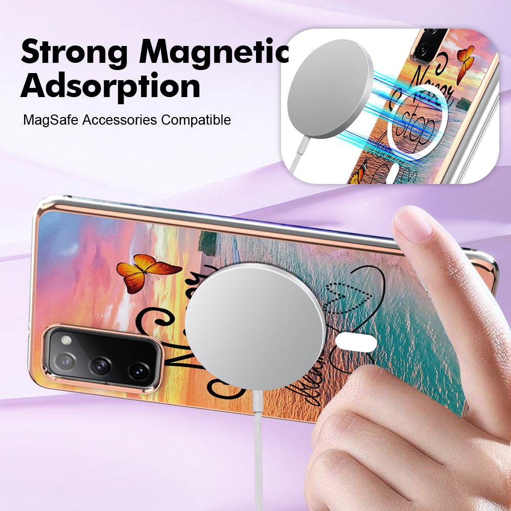YB IMD Series-19 for Samsung Galaxy S20 FE 4G / S20 FE 5G / S20 Lite / S20 FE 2022 Magnetic IMD Case 2.0mm TPU Phone Cover - Never Stop Dreaming