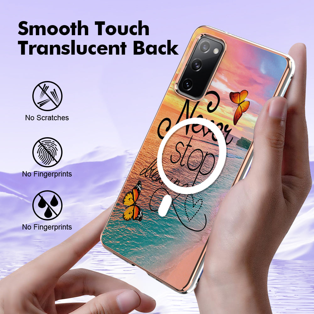 YB IMD Series-19 for Samsung Galaxy S20 FE 4G / S20 FE 5G / S20 Lite / S20 FE 2022 Magnetic IMD Case 2.0mm TPU Phone Cover - Never Stop Dreaming