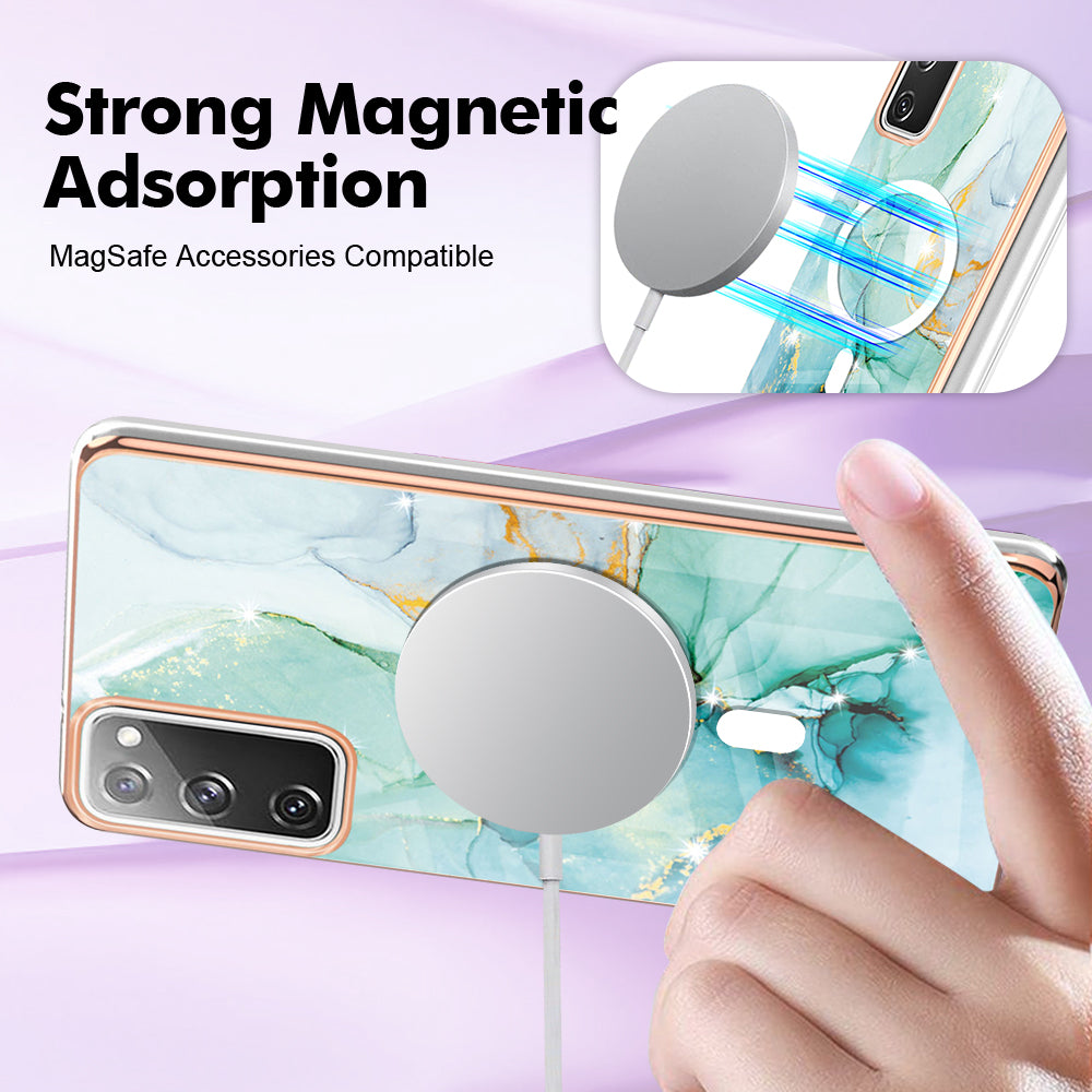 YB IMD Series-19 for Samsung Galaxy S20 FE 4G / S20 FE 5G / S20 Lite / S20 FE 2022 Magnetic IMD Case 2.0mm TPU Phone Cover - Green