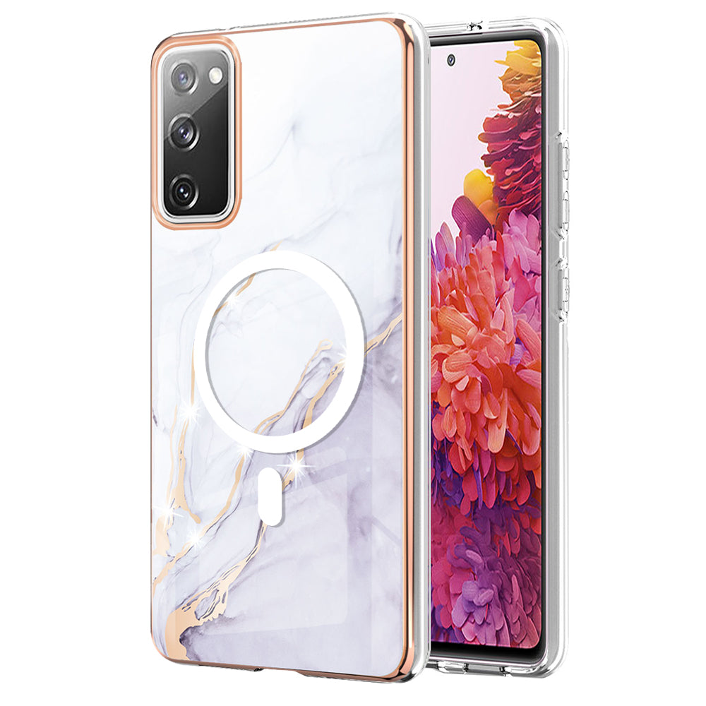 YB IMD Series-19 for Samsung Galaxy S20 FE 4G / S20 FE 5G / S20 Lite / S20 FE 2022 Magnetic IMD Case 2.0mm TPU Phone Cover - White