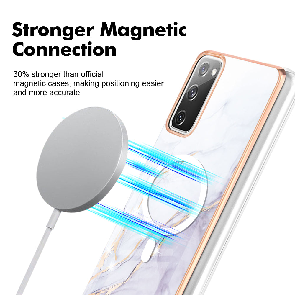 YB IMD Series-19 for Samsung Galaxy S20 FE 4G / S20 FE 5G / S20 Lite / S20 FE 2022 Magnetic IMD Case 2.0mm TPU Phone Cover - White