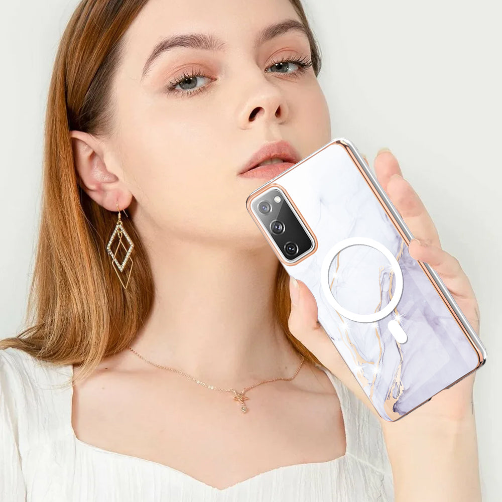 YB IMD Series-19 for Samsung Galaxy S20 FE 4G / S20 FE 5G / S20 Lite / S20 FE 2022 Magnetic IMD Case 2.0mm TPU Phone Cover - White