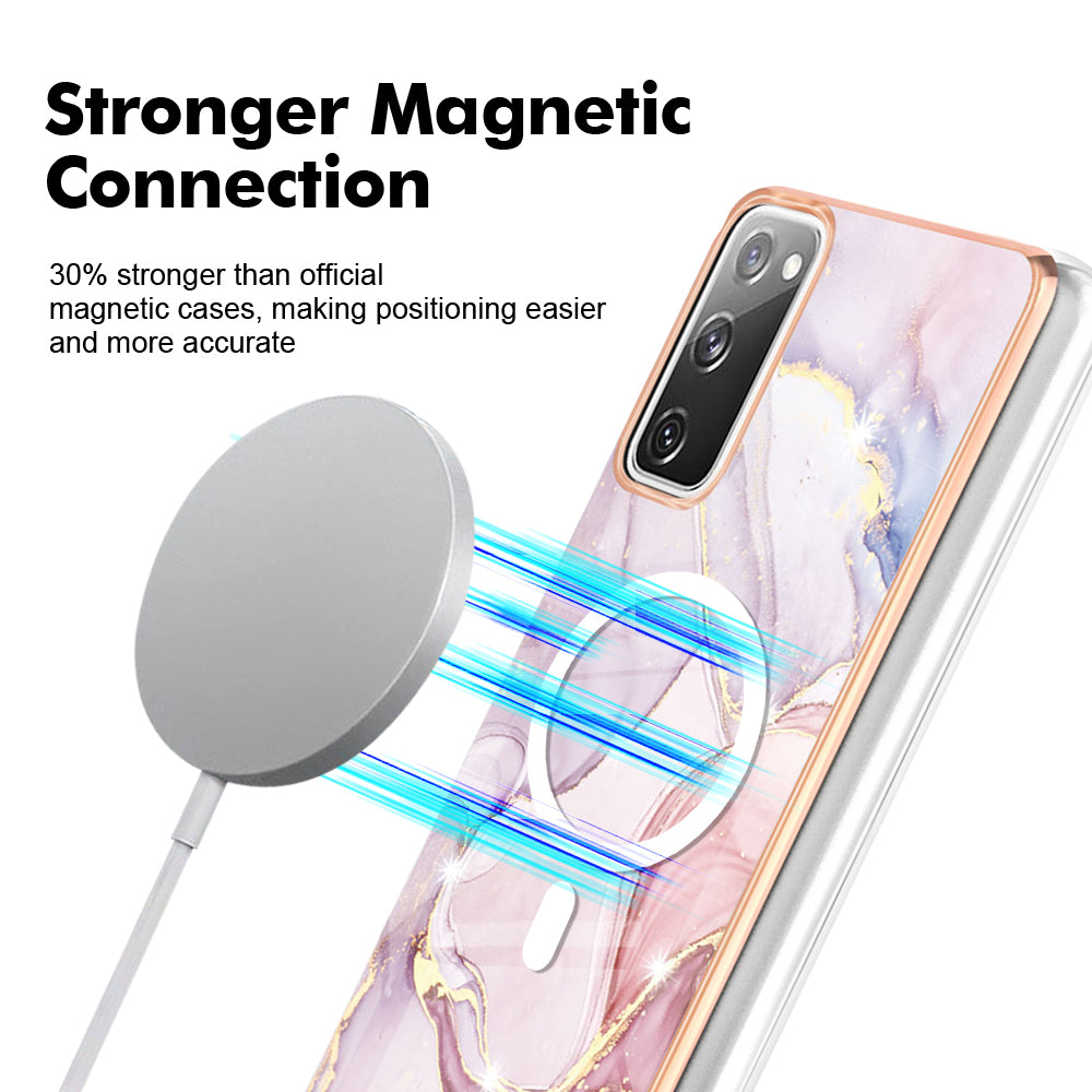 YB IMD Series-19 for Samsung Galaxy S20 FE 4G / S20 FE 5G / S20 Lite / S20 FE 2022 Magnetic IMD Case 2.0mm TPU Phone Cover - Rose Gold