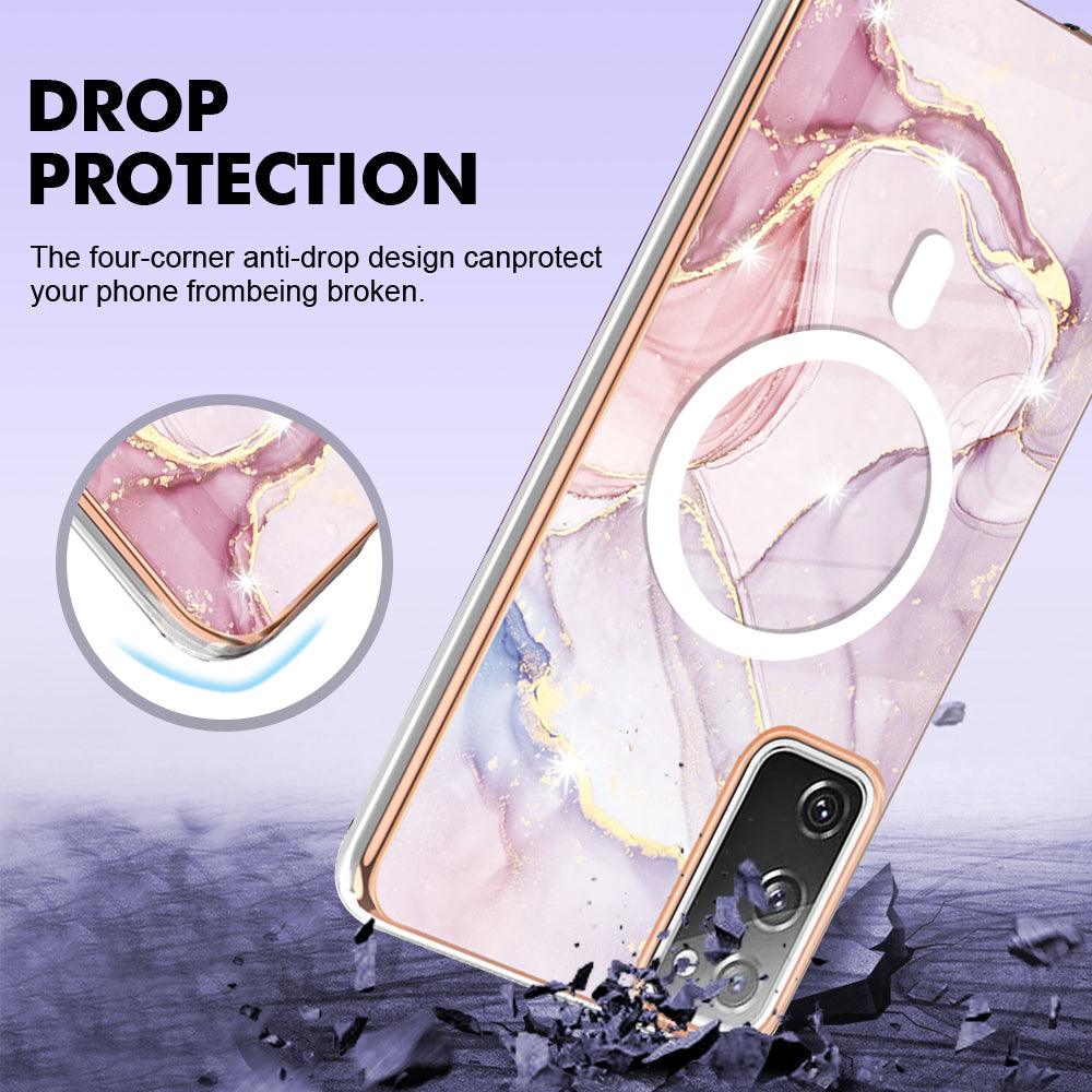 YB IMD Series-19 for Samsung Galaxy S20 FE 4G / S20 FE 5G / S20 Lite / S20 FE 2022 Magnetic IMD Case 2.0mm TPU Phone Cover - Rose Gold