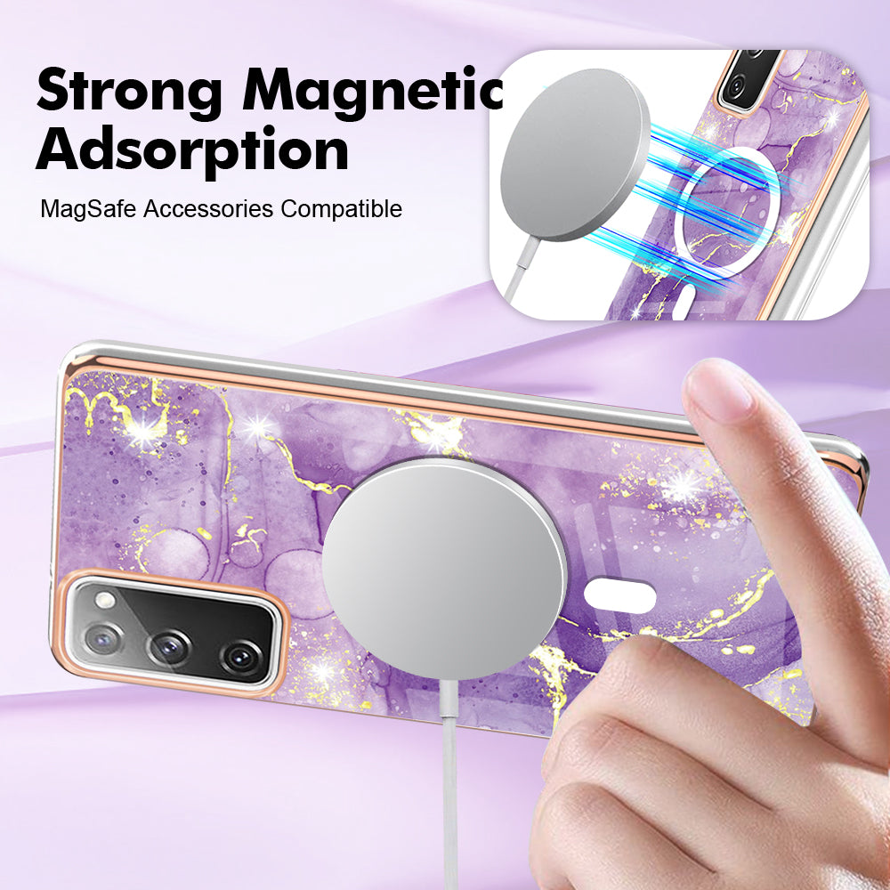 YB IMD Series-19 for Samsung Galaxy S20 FE 4G / S20 FE 5G / S20 Lite / S20 FE 2022 Magnetic IMD Case 2.0mm TPU Phone Cover - Purple