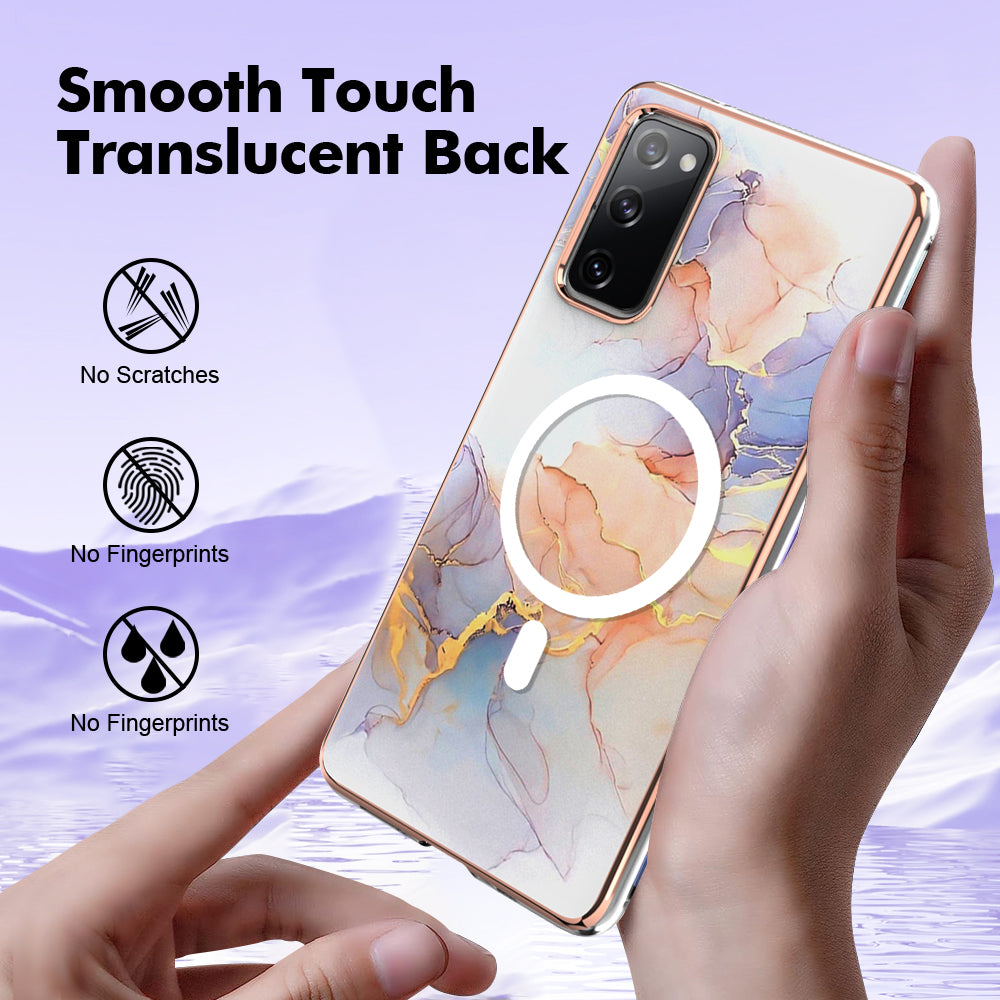 YB IMD Series-19 for Samsung Galaxy S20 FE 4G / S20 FE 5G / S20 Lite / S20 FE 2022 Magnetic IMD Case 2.0mm TPU Phone Cover - Marble White