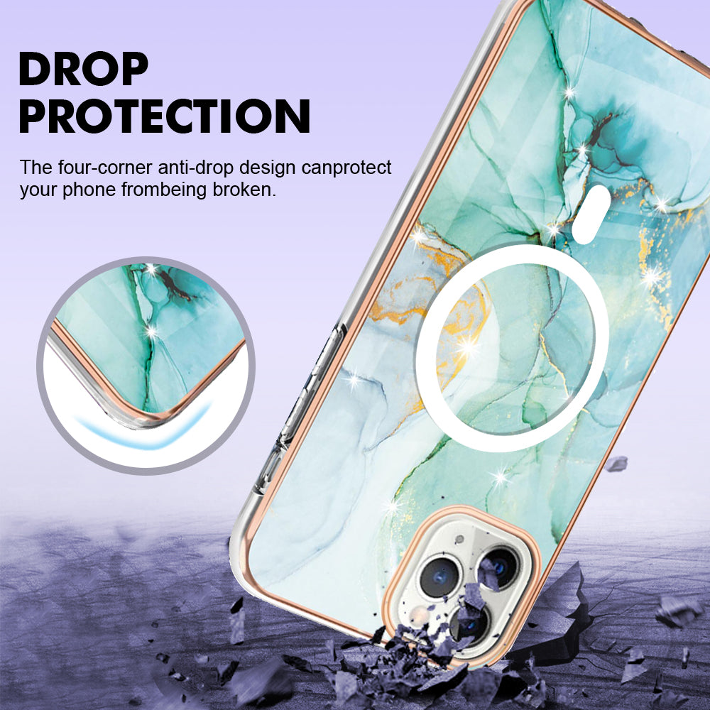 YB IMD Series-19 for iPhone 11 Pro IMD Pattern Magnetic Case TPU 2.0mm Phone Cover Compatible with MagSafe - Green