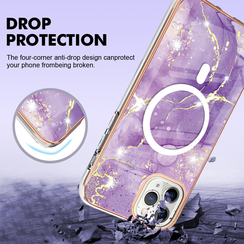 YB IMD Series-19 for iPhone 11 Pro IMD Pattern Magnetic Case TPU 2.0mm Phone Cover Compatible with MagSafe - Purple