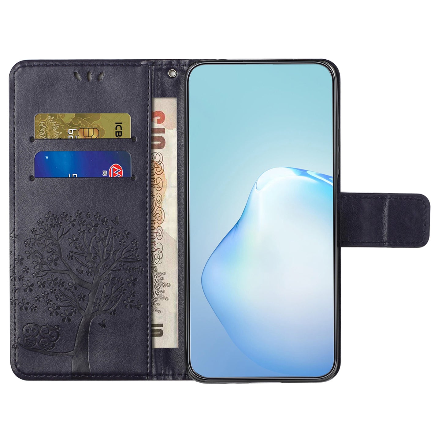 Uniqkart for Xiaomi Redmi 12 4G Owl Tree Imprinted Wallet Case PU Leather Stand Phone Cover - Dark Purple
