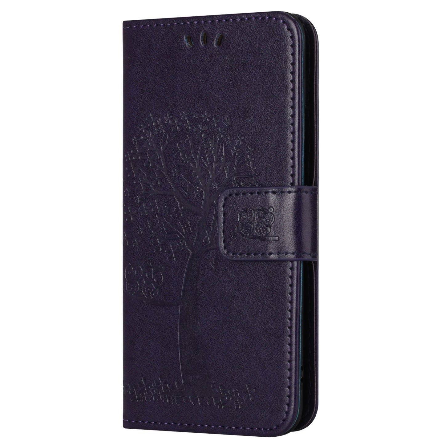 Uniqkart for Xiaomi Redmi 12 4G Owl Tree Imprinted Wallet Case PU Leather Stand Phone Cover - Dark Purple