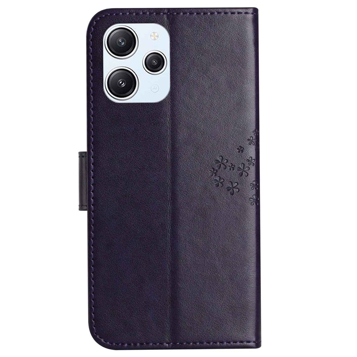 Uniqkart for Xiaomi Redmi 12 4G Owl Tree Imprinted Wallet Case PU Leather Stand Phone Cover - Dark Purple