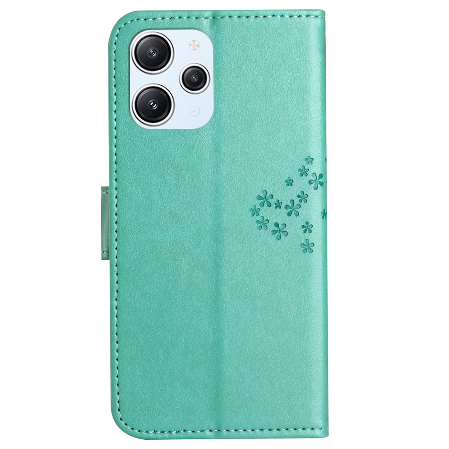 Uniqkart for Xiaomi Redmi 12 4G Owl Tree Imprinted Wallet Case PU Leather Stand Phone Cover - Cyan
