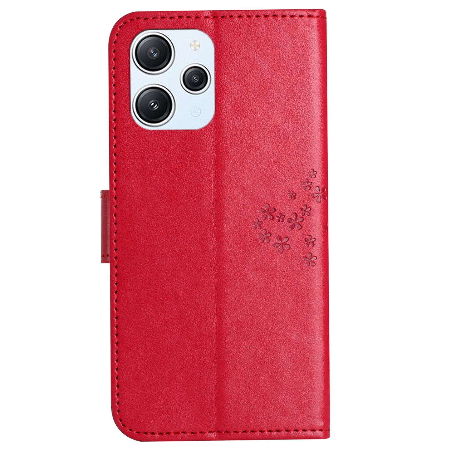 Uniqkart for Xiaomi Redmi 12 4G Owl Tree Imprinted Wallet Case PU Leather Stand Phone Cover - Red